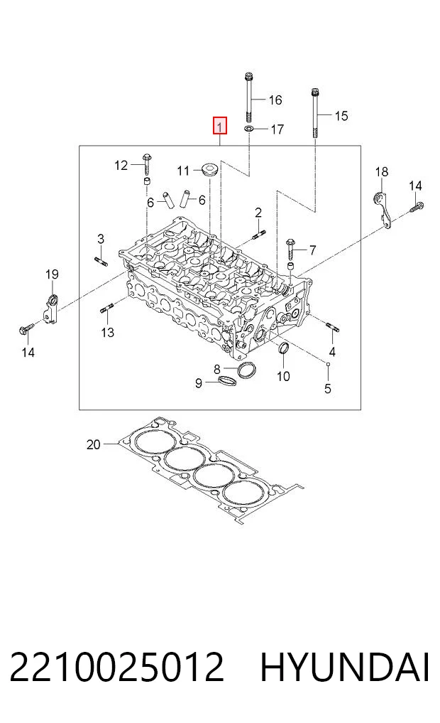 2210025012 Hyundai/Kia Головка блока цилиндров