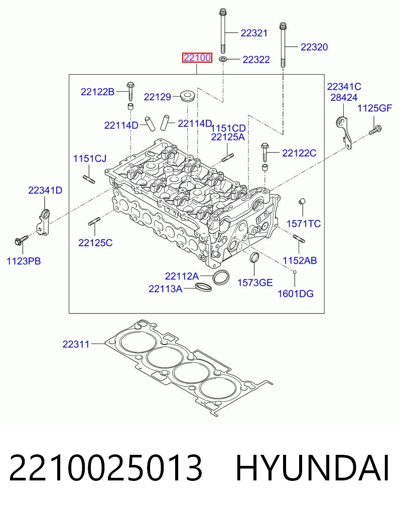 2210025013 Hyundai/Kia Головка блока цилиндров
