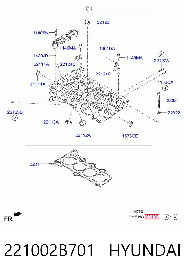 221002B701 Hyundai/Kia Головка блока цилиндров