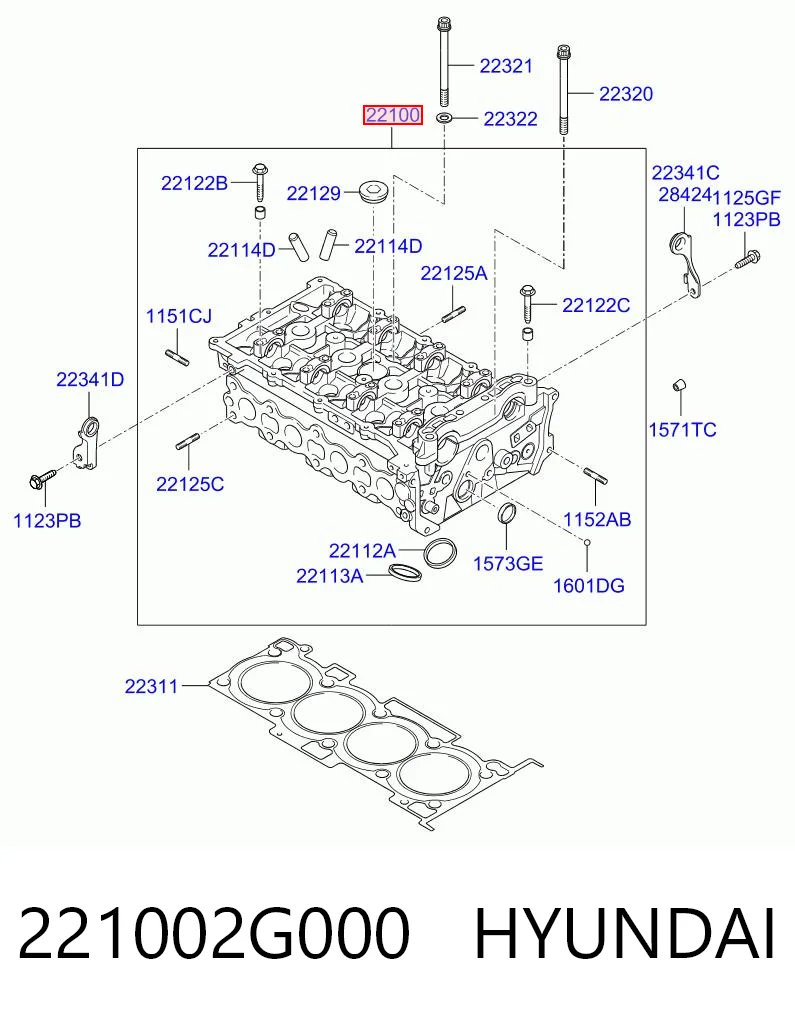 221002G000 Hyundai/Kia Головка блока цилиндров