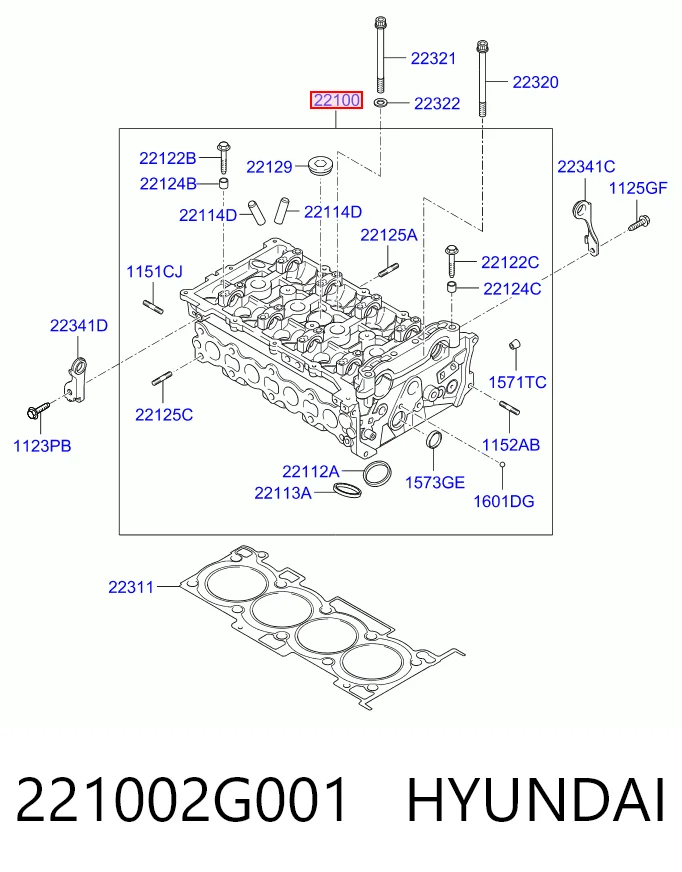 221002G001 Hyundai/Kia Головка блока цилиндров