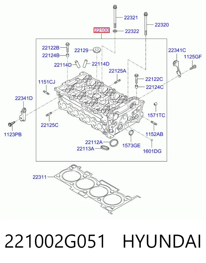 221002G051 Hyundai/Kia Головка блока цилиндров