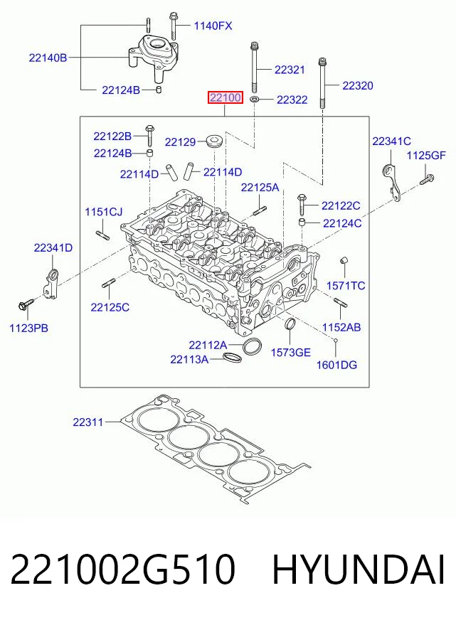221002G510 Hyundai/Kia Головка блока цилиндров