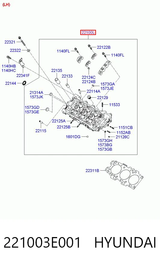 221003E001 Hyundai/Kia Головка блока цилиндров