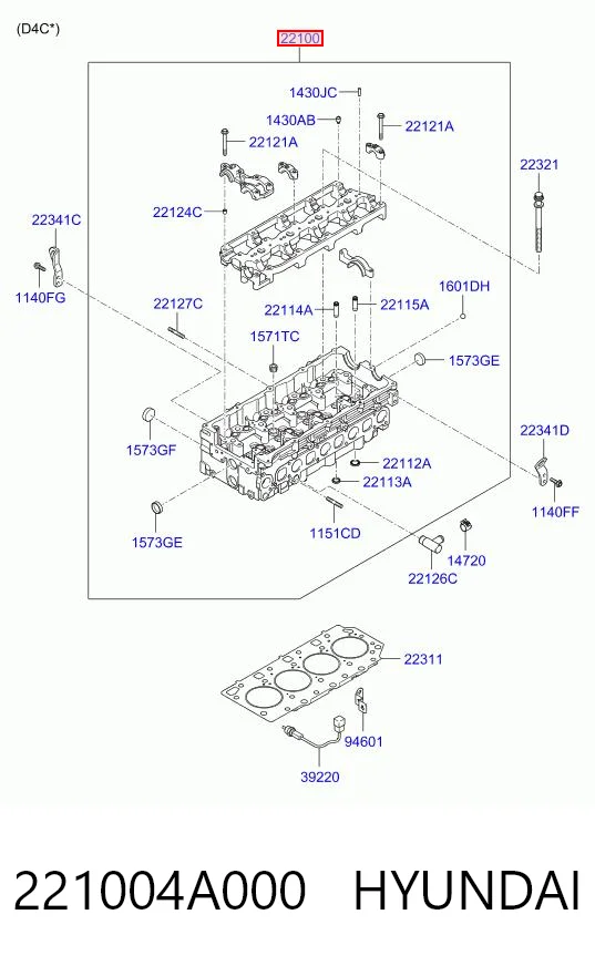221004A000 Hyundai/Kia Головка блока цилиндров