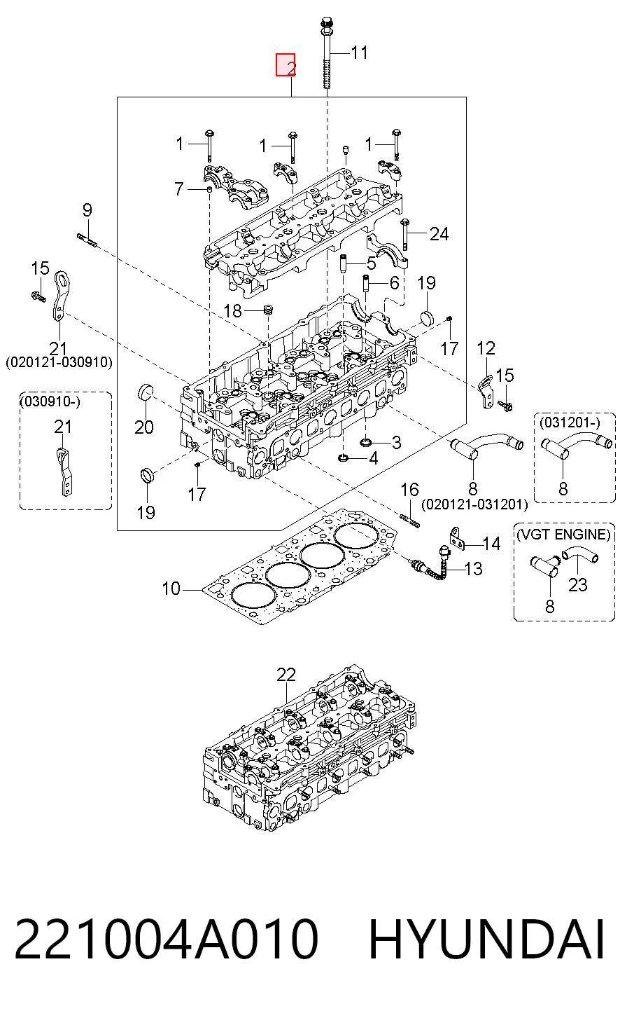 221004A010 Hyundai/Kia Головка блока цилиндров