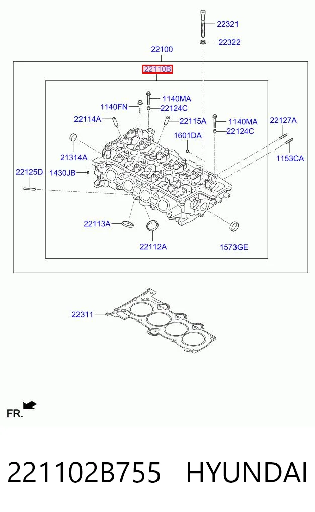221102B755 Hyundai/Kia Головка блока цилиндров