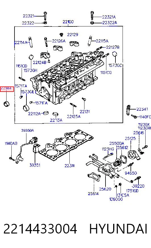 2214433004 Hyundai/Kia Сальник двигателя, распредвала