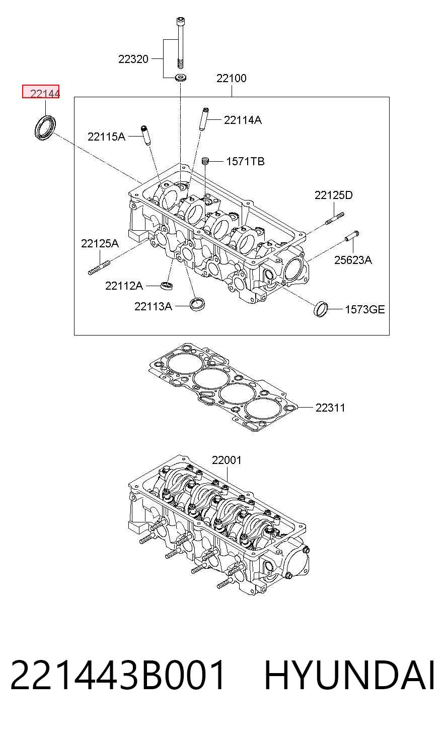 221443B001 Hyundai/Kia Сальник двигателя, распредвала