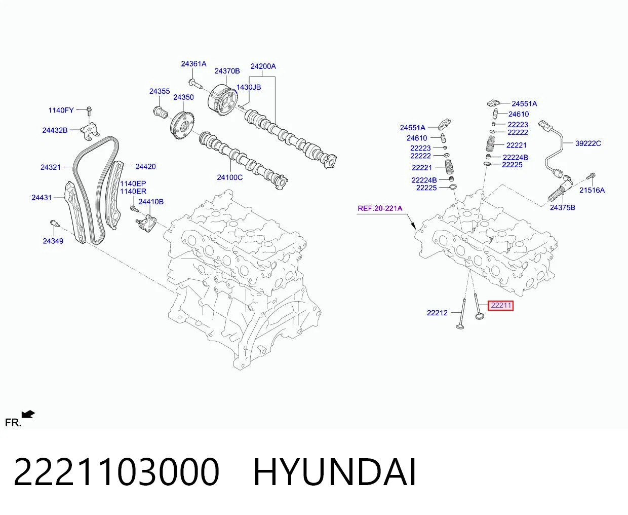 2221103000 Hyundai/Kia Впускной клапан