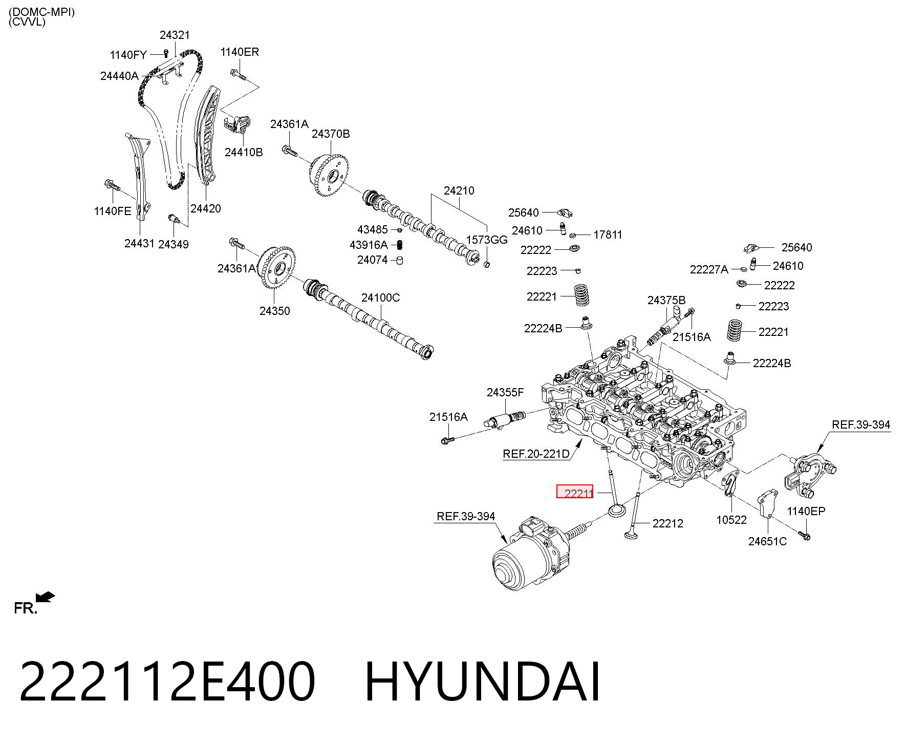222112E400 Hyundai/Kia Впускной клапан