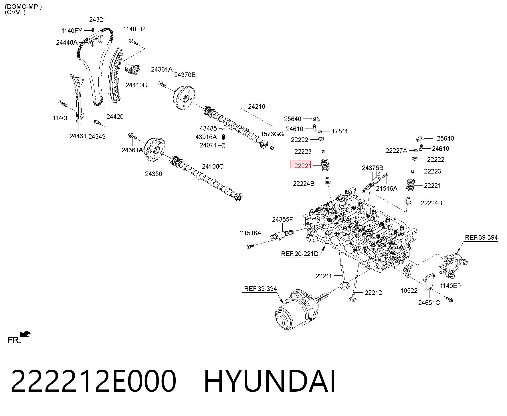 222212E000 Hyundai/Kia Пружина клапана