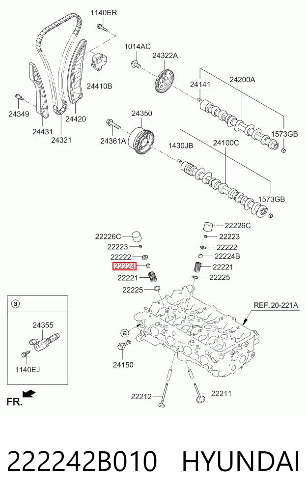222242B010 Hyundai/Kia Сальник клапана (маслосъёмный) впускного