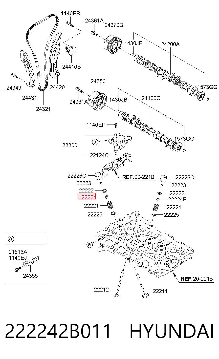 222242B011 Hyundai/Kia Сальник клапана (маслосъёмный) впускного