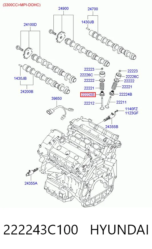 222243C100 Hyundai/Kia Сальник клапана маслосъемный впуск/выпуск