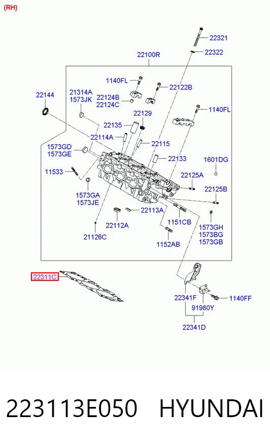 223113E050 Hyundai/Kia Правая прокладка головки блока цилиндров
