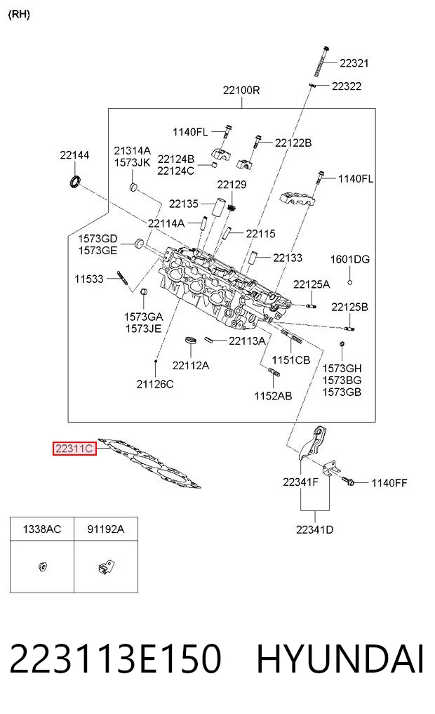 223113E150 Hyundai/Kia Правая прокладка головки блока цилиндров