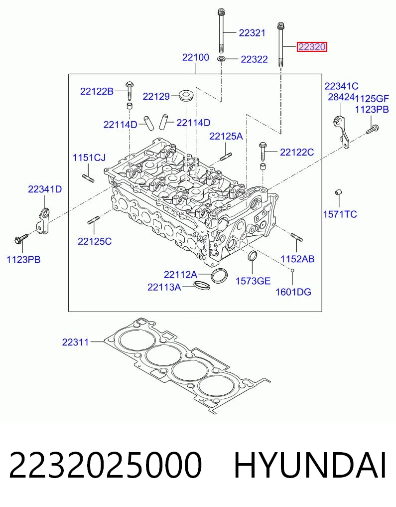 2232025000 Hyundai/Kia Болт крепления головки блока цилиндров