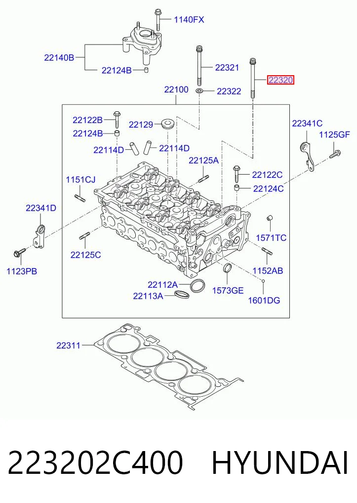 223202C400 Hyundai/Kia Болт крепления головки блока цилиндров
