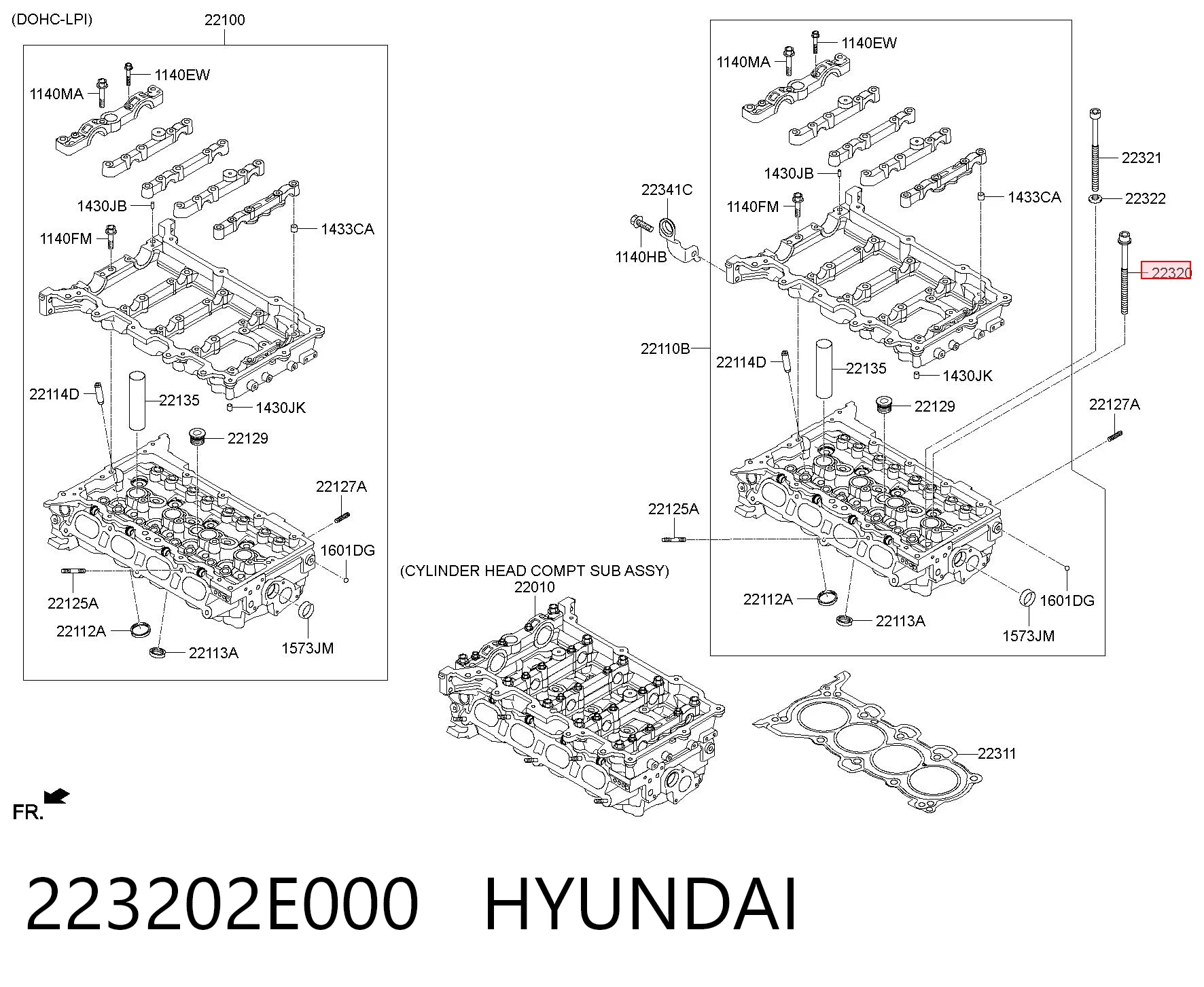 223202E000 Hyundai/Kia Болт крепления головки блока цилиндров