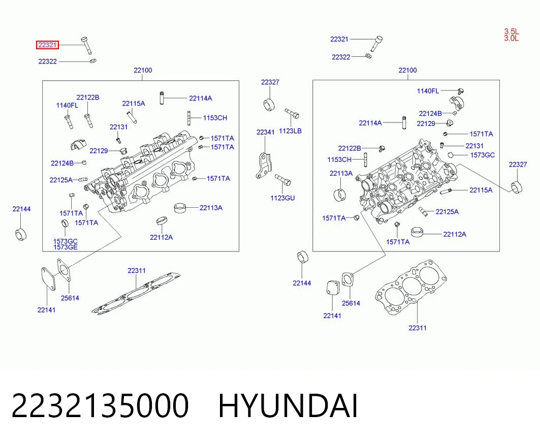 2232135000 Hyundai/Kia Болт крепления головки блока цилиндров