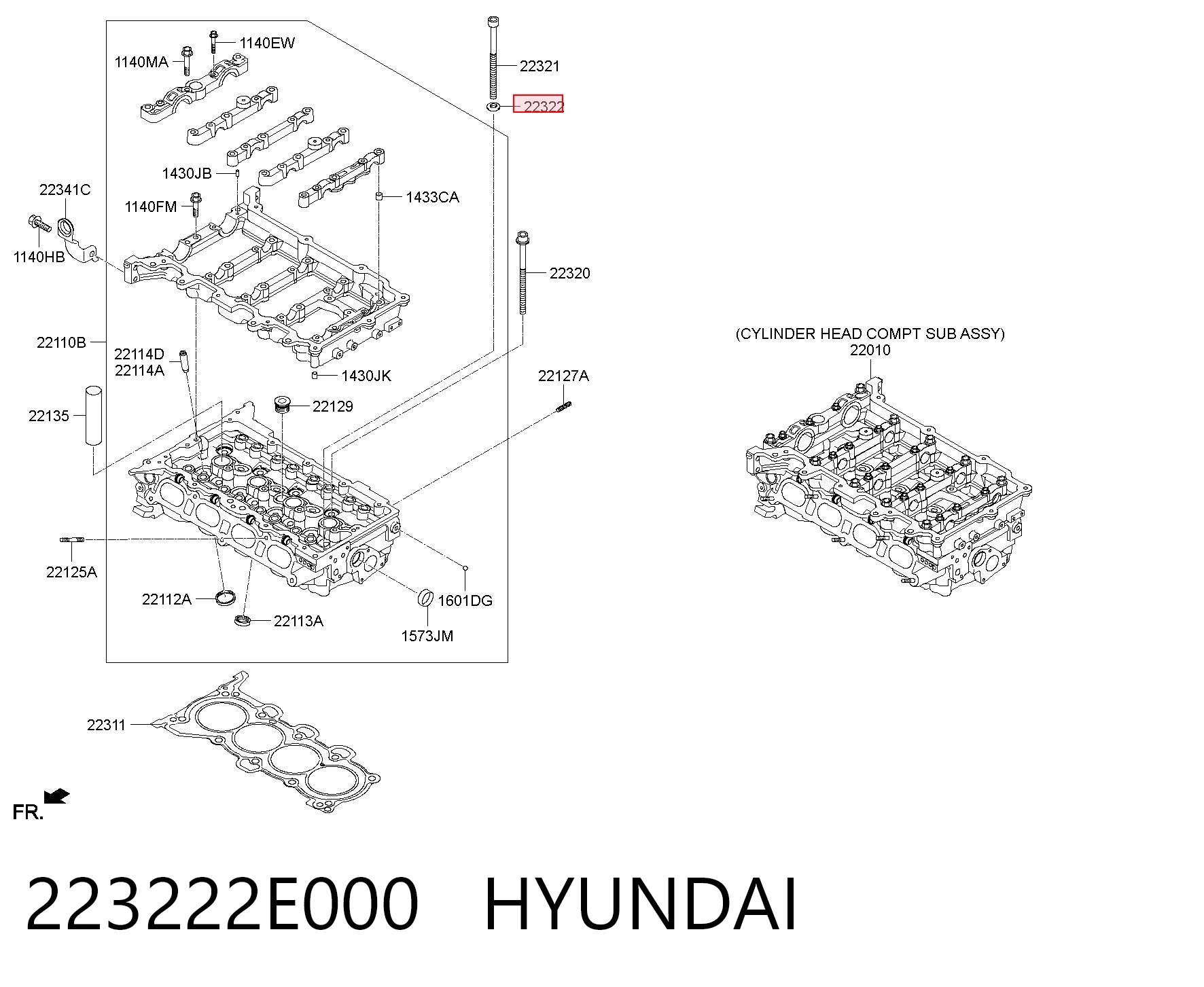 223222E000 Hyundai/Kia Болт крепления головки блока цилиндров