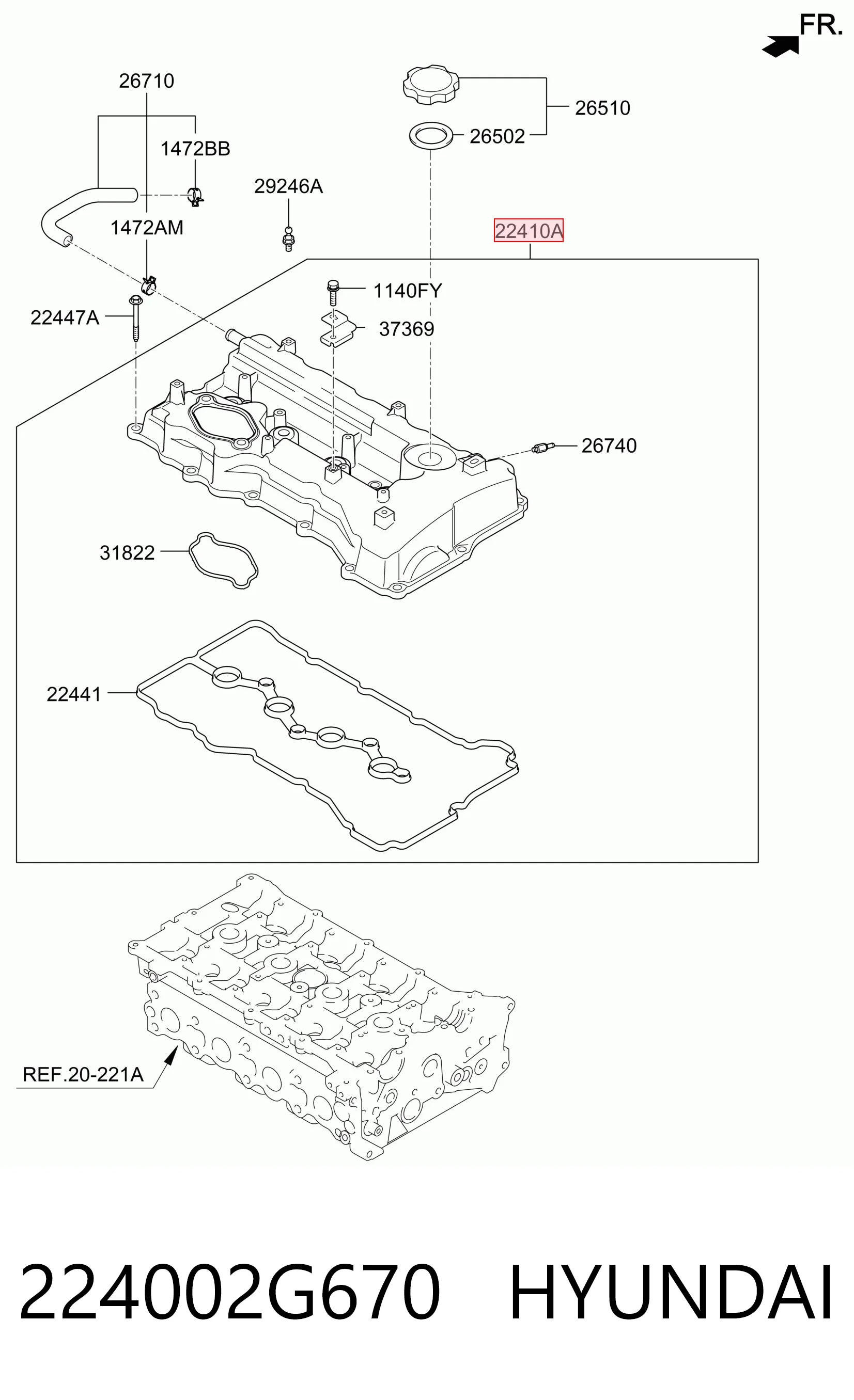 224002G670 Hyundai/Kia Крышка двигателя