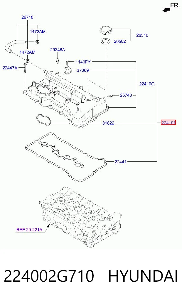 224002G710 Hyundai/Kia Крышка двигателя