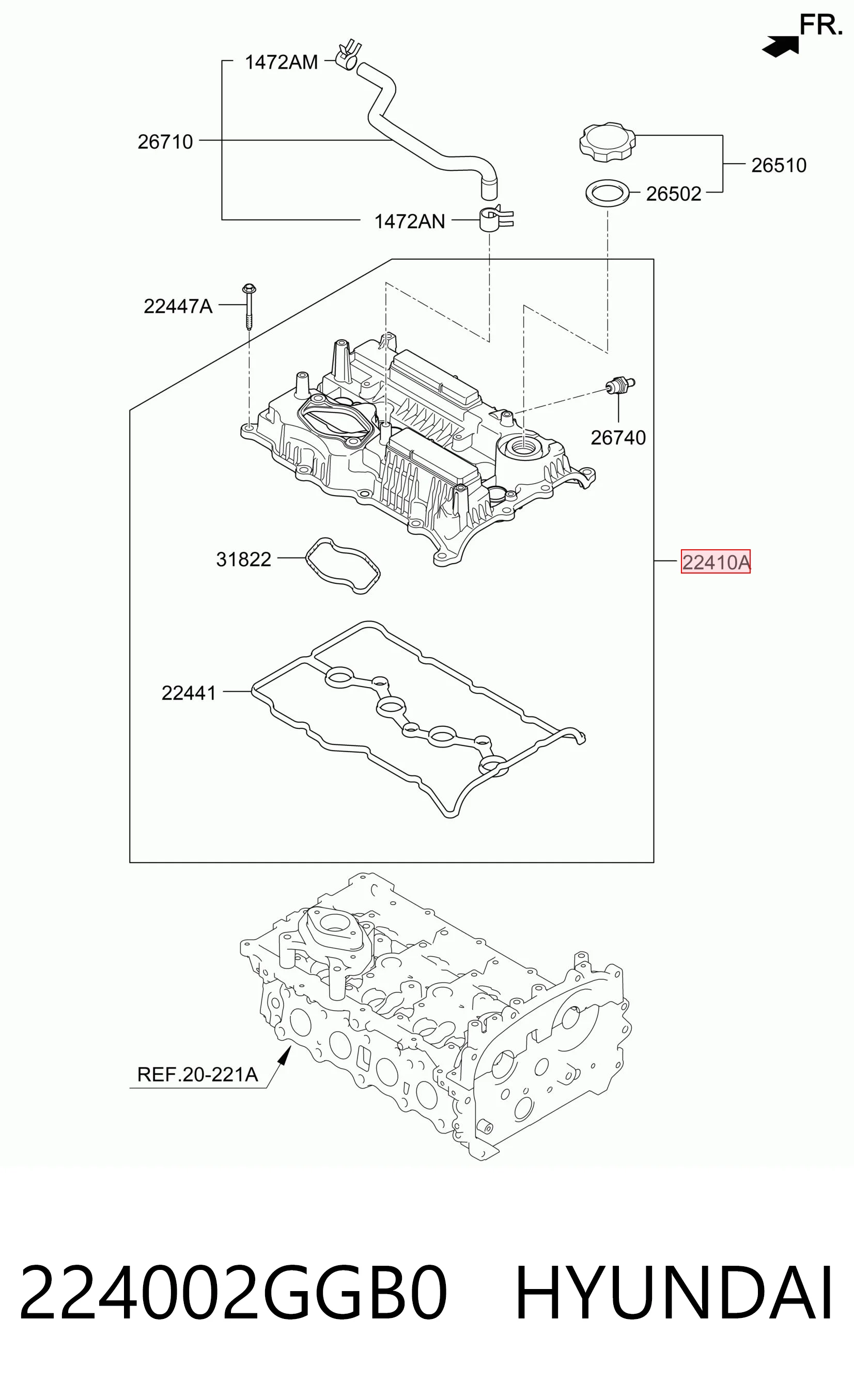 224002GGB0 Hyundai/Kia Крышка двигателя
