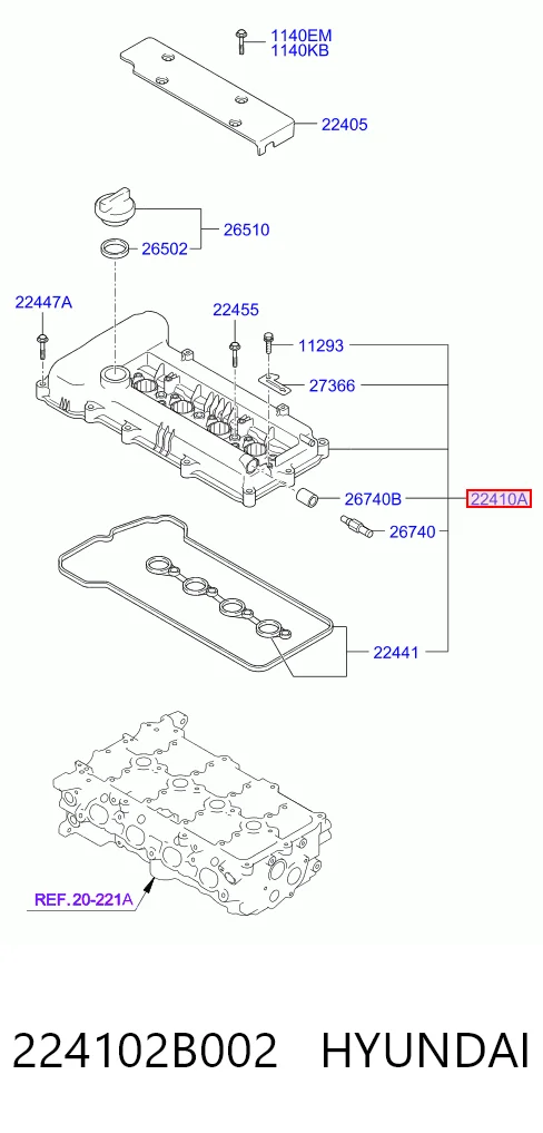 224102B002 Hyundai/Kia Крышка двигателя