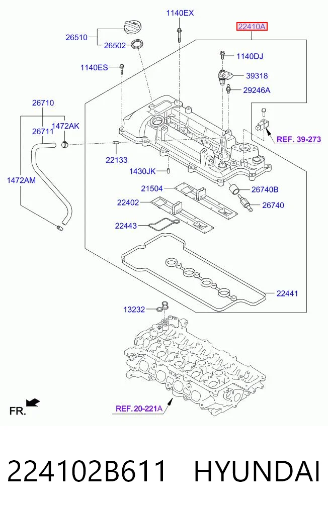 224102B611 Hyundai/Kia Крышка двигателя