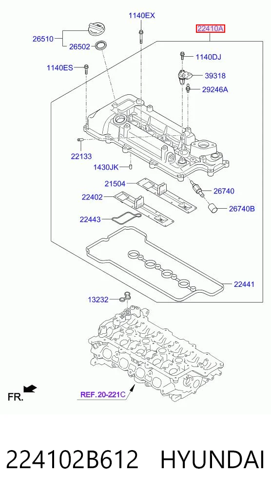 224102B612 Hyundai/Kia Крышка двигателя