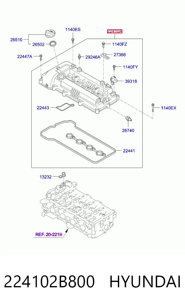 224102B800 Hyundai/Kia Крышка двигателя