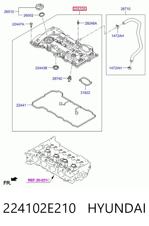 224102E210 Hyundai/Kia Крышка двигателя
