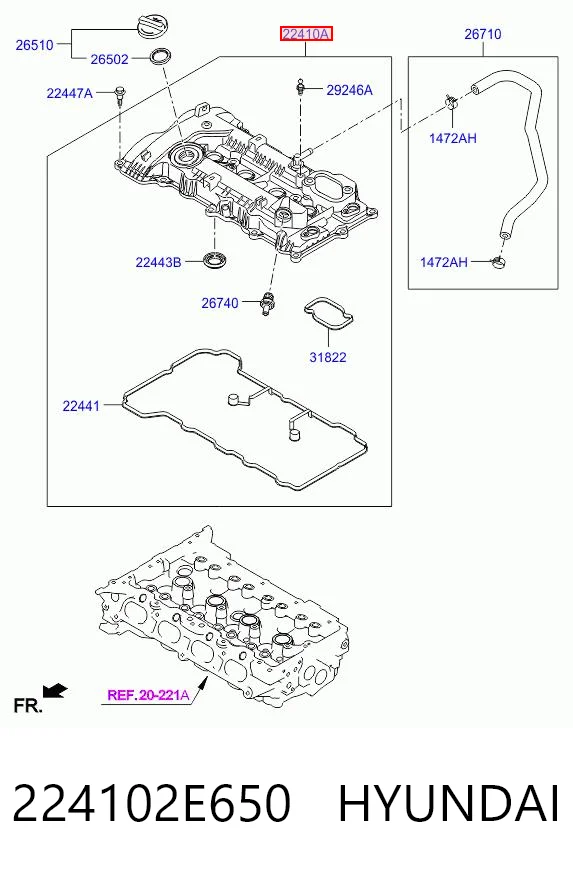 224102E650 Hyundai/Kia Крышка двигателя