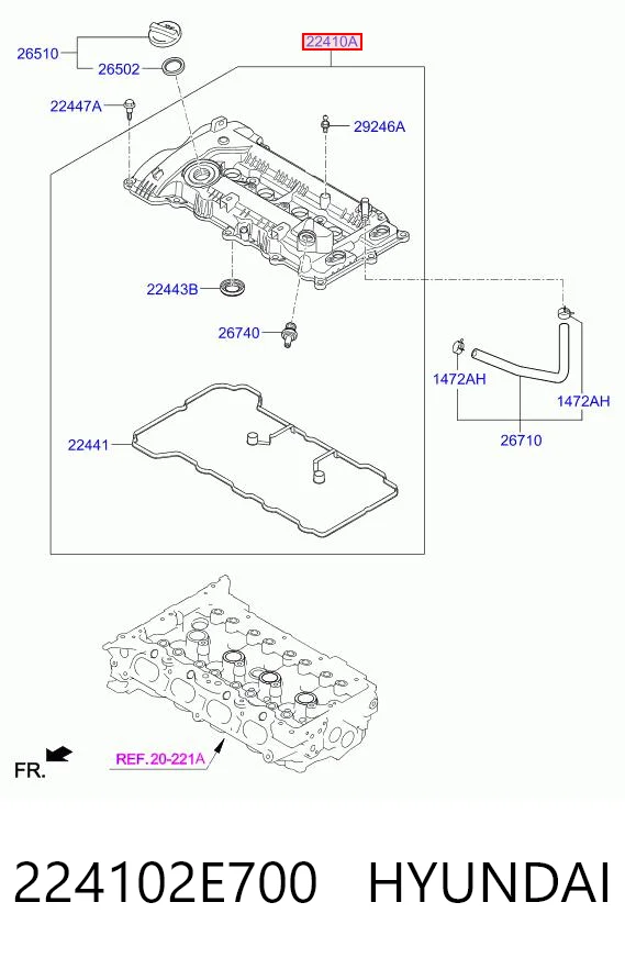 224102E700 Hyundai/Kia Крышка двигателя