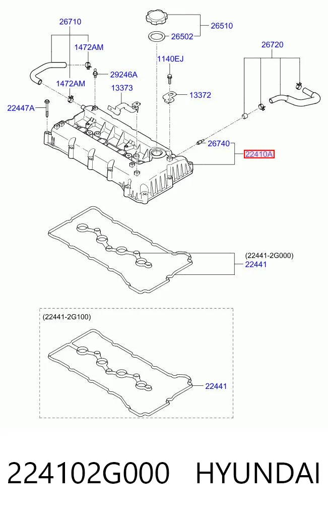 224102G000 Hyundai/Kia Крышка двигателя