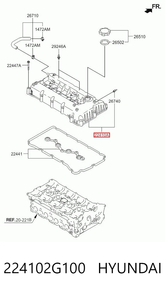 224102G100 Hyundai/Kia Крышка двигателя