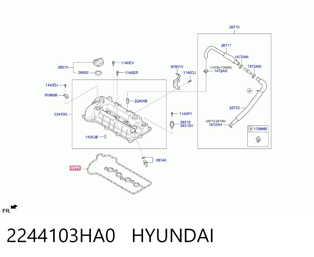2244103HA0 Hyundai/Kia Прокладка крышки клапана