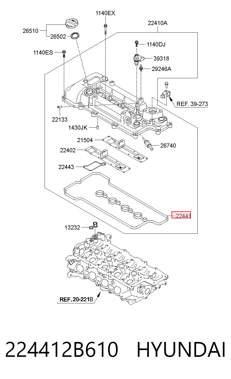 224412B610 Hyundai/Kia Прокладка крышки клапана