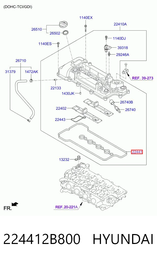 224412B800 Hyundai/Kia Прокладка крышки клапана