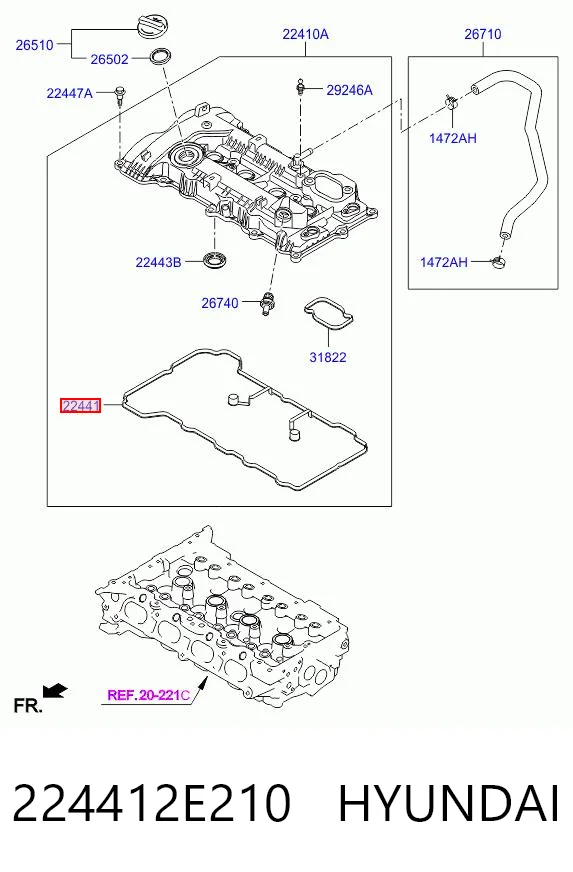 224412E210 Hyundai/Kia Прокладка крышки клапана