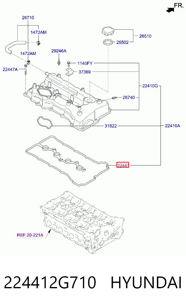 224412G710 Hyundai/Kia Прокладка крышки клапана