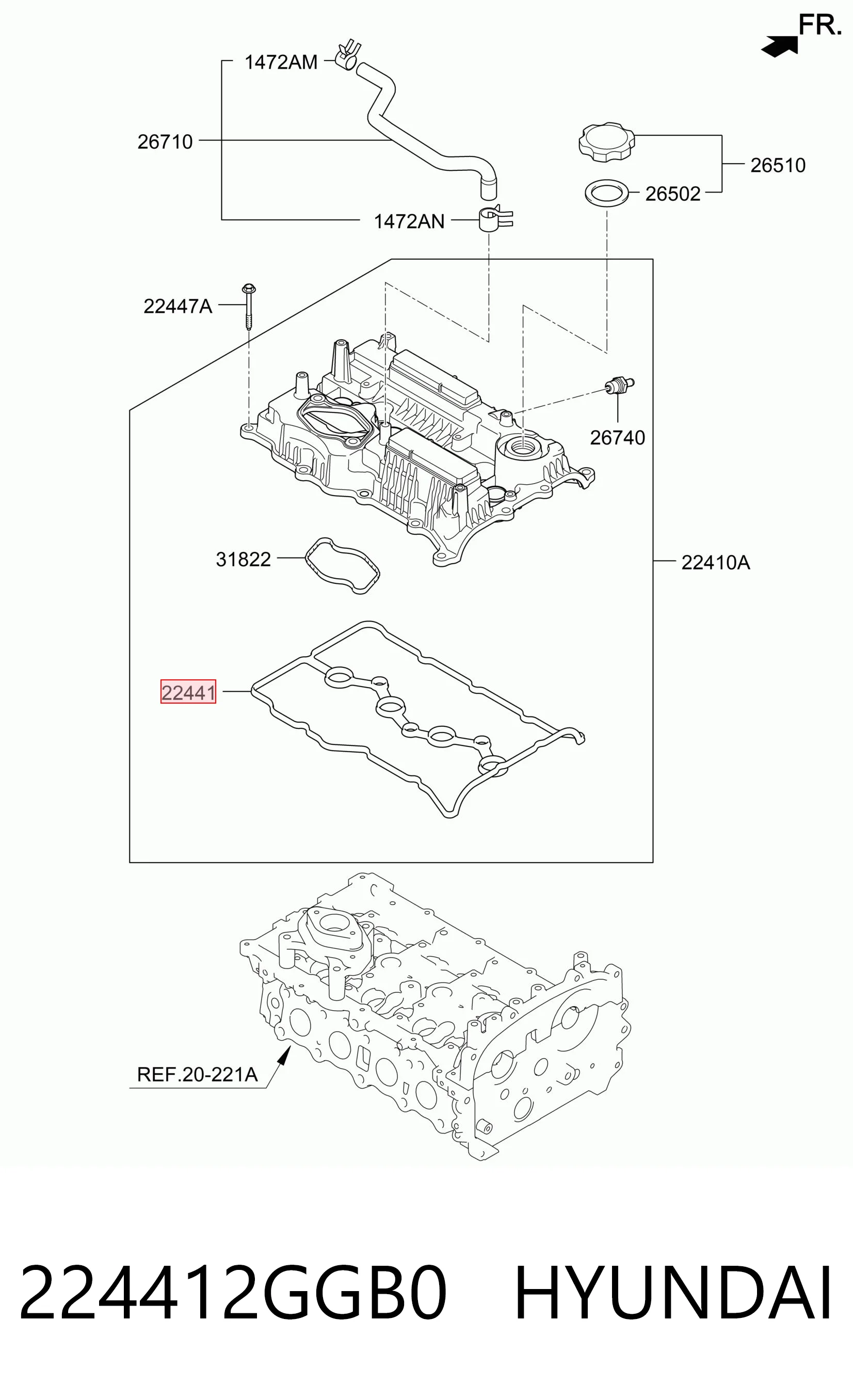 224412GGB0 Hyundai/Kia Прокладка крышки клапана