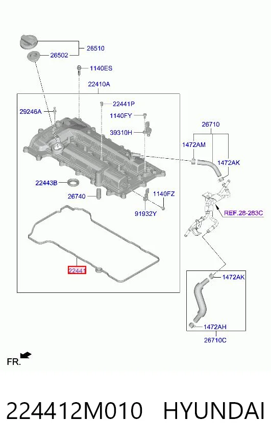 224412M010 Hyundai/Kia Прокладка крышки двигателя комплект
