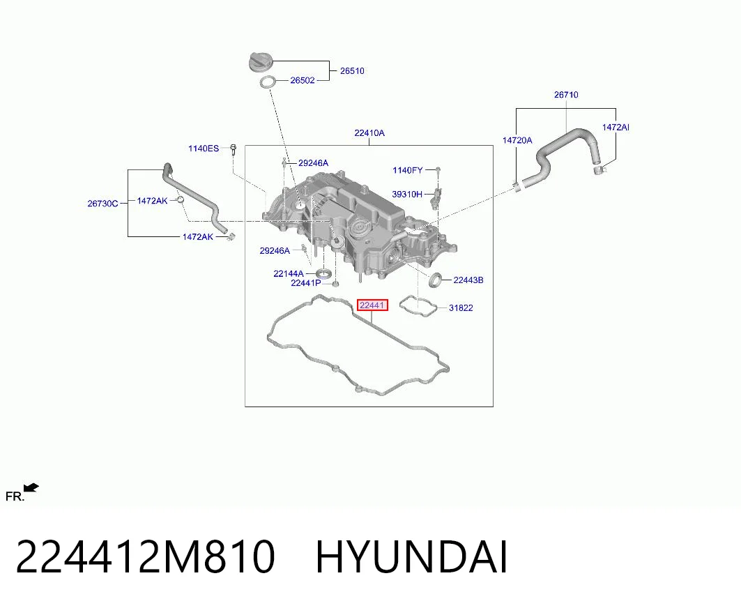 224412M810 Hyundai/Kia Прокладка крышки клапана