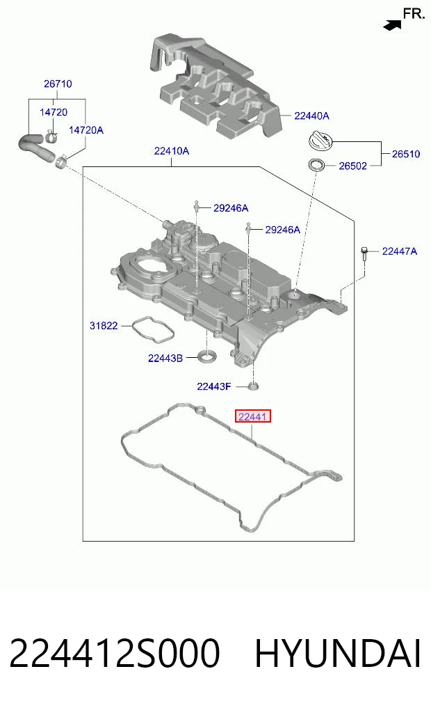 224412S000 Hyundai/Kia Прокладка крышки клапана