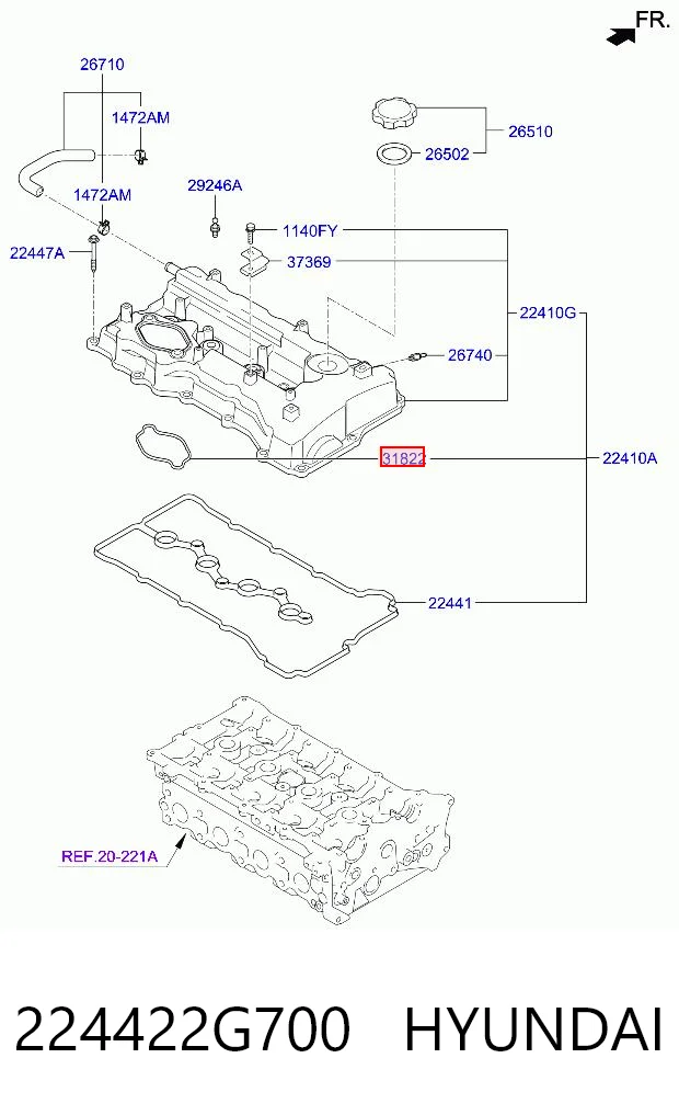 224422G700 Hyundai/Kia Прокладка топливного насоса на клапанной крышке