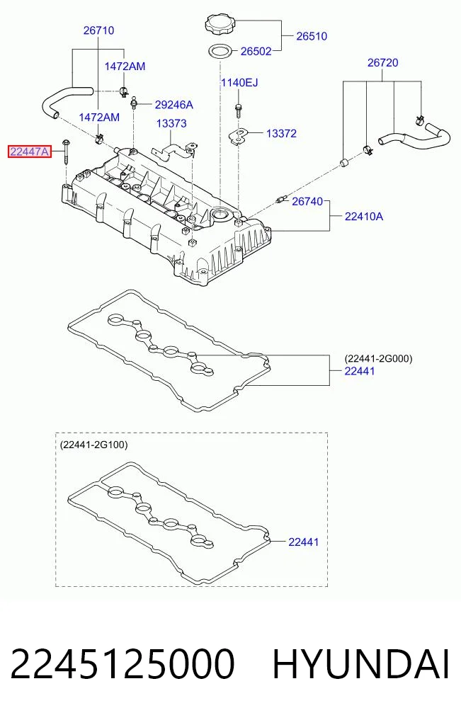 2245125000 Hyundai/Kia Болт клапанной крышки ГБЦ