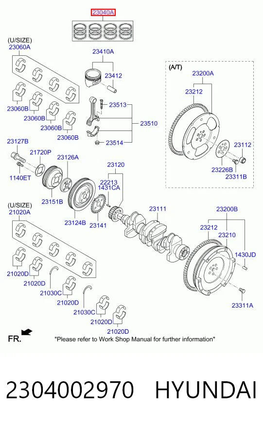 2304002970 Chrysler Комплект поршневых колец, STD